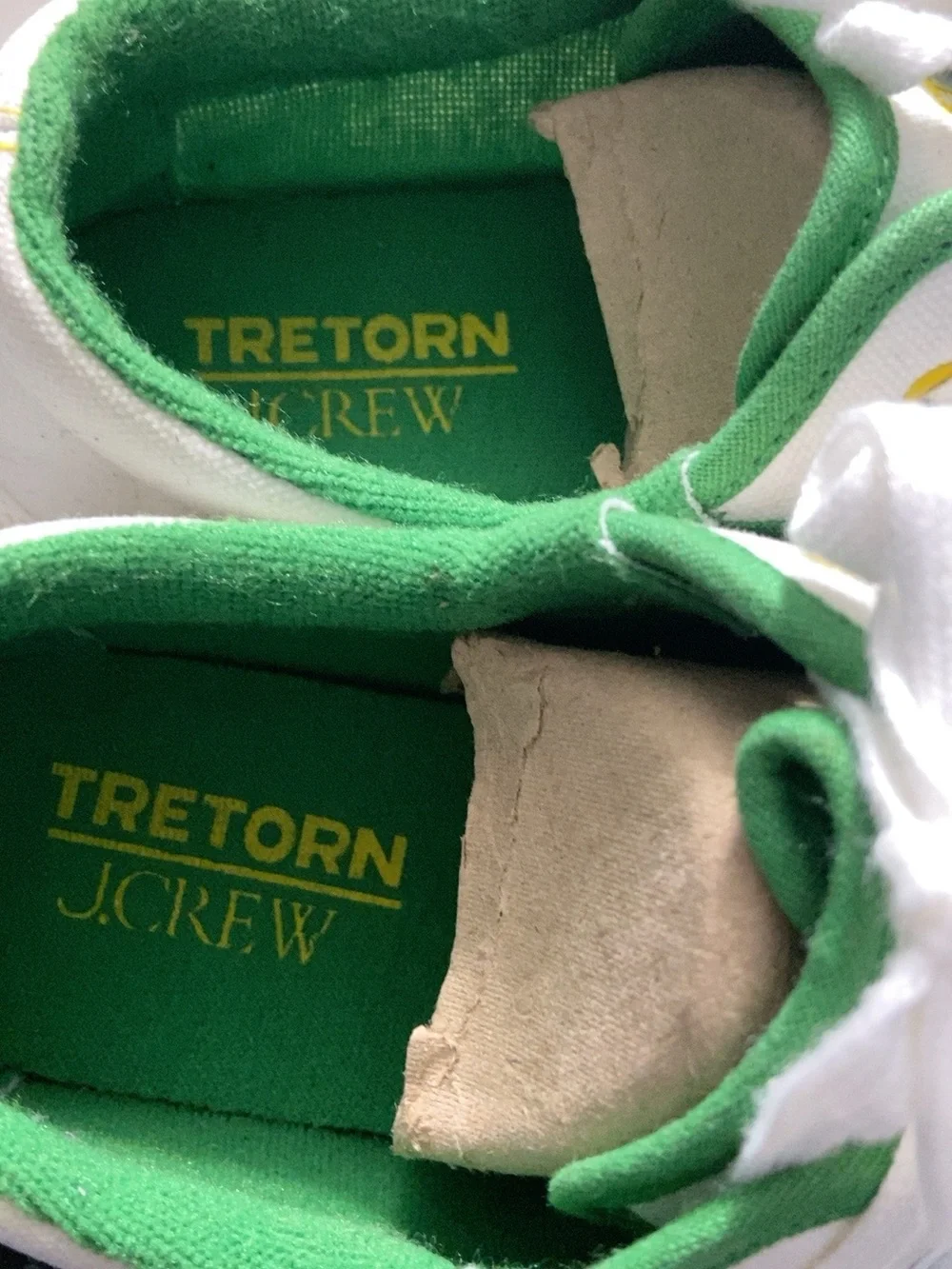 J.Crew x Tretorn Green, White & Yellow Canvas Sneakers – Size 8.5